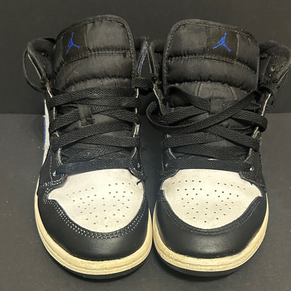 Jordan Kids Black and White Sneakers with Blue Accents
